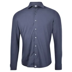 Clearance Elegant Navy Jersey Skjorte Skjorter