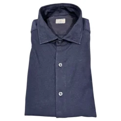 Clearance Elegant Navy Jersey Skjorte Skjorter