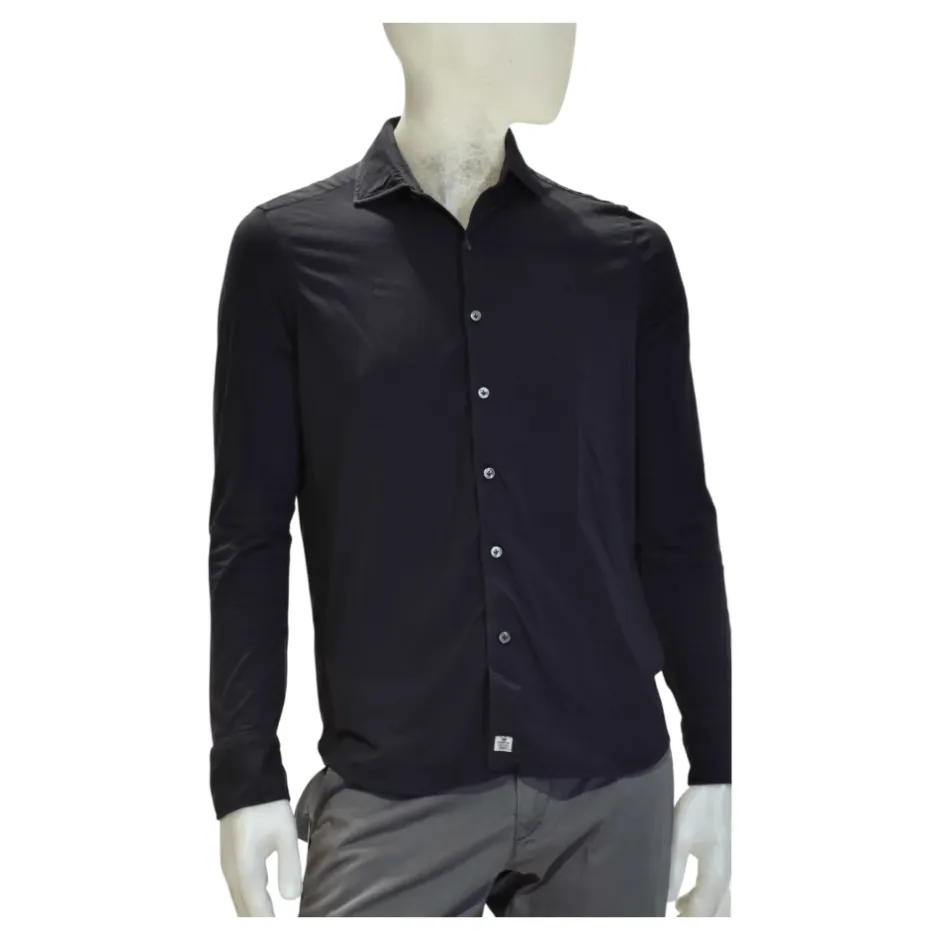 Clearance Elegant Navy Jersey Skjorte Skjorter