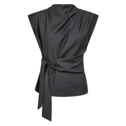 Hot Elegant Pleat Top i Mid Grey Dame Bluser & Skjorter