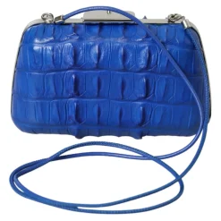 Online Elektrisk Bl Crocodile Lder Clutch Dame Clutch