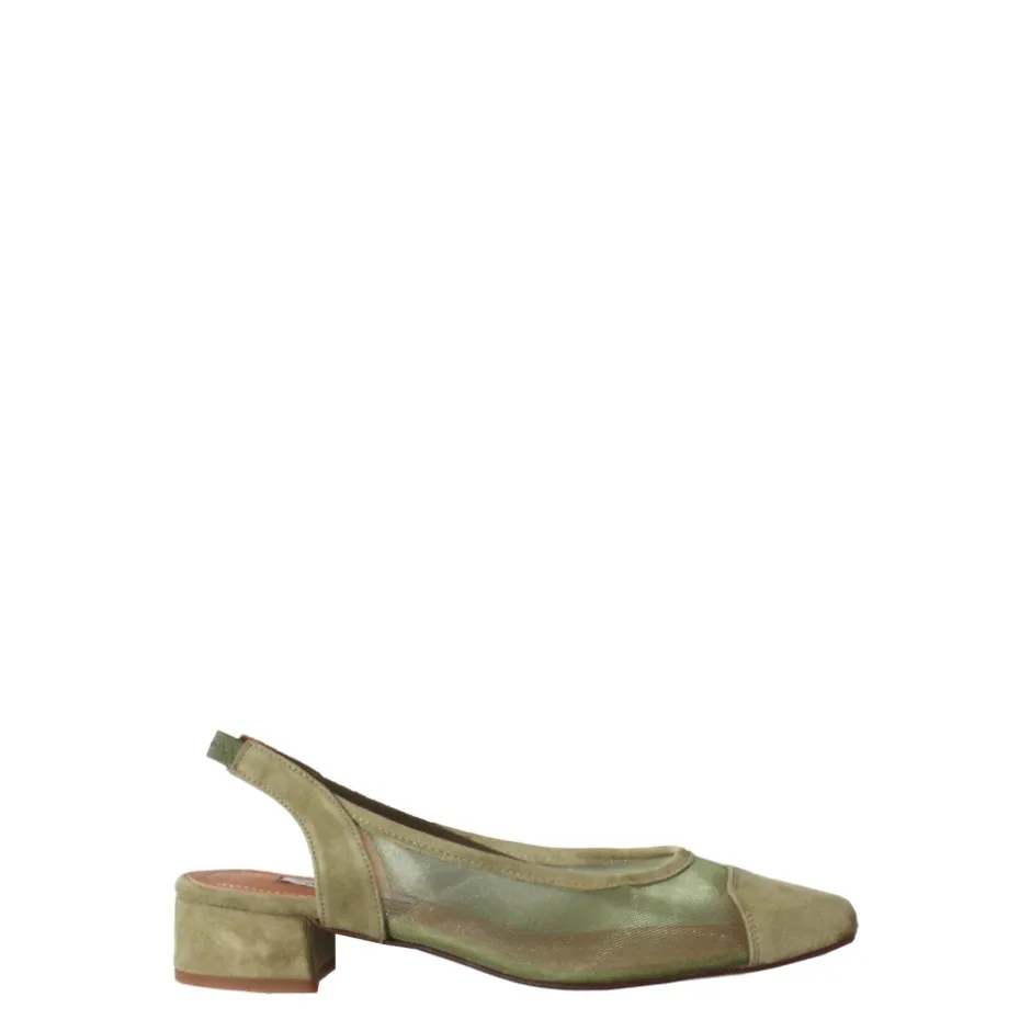 Clearance Elli Mesh-Panelled Slingback Suede Pumps Dame Pumps|Stiletter