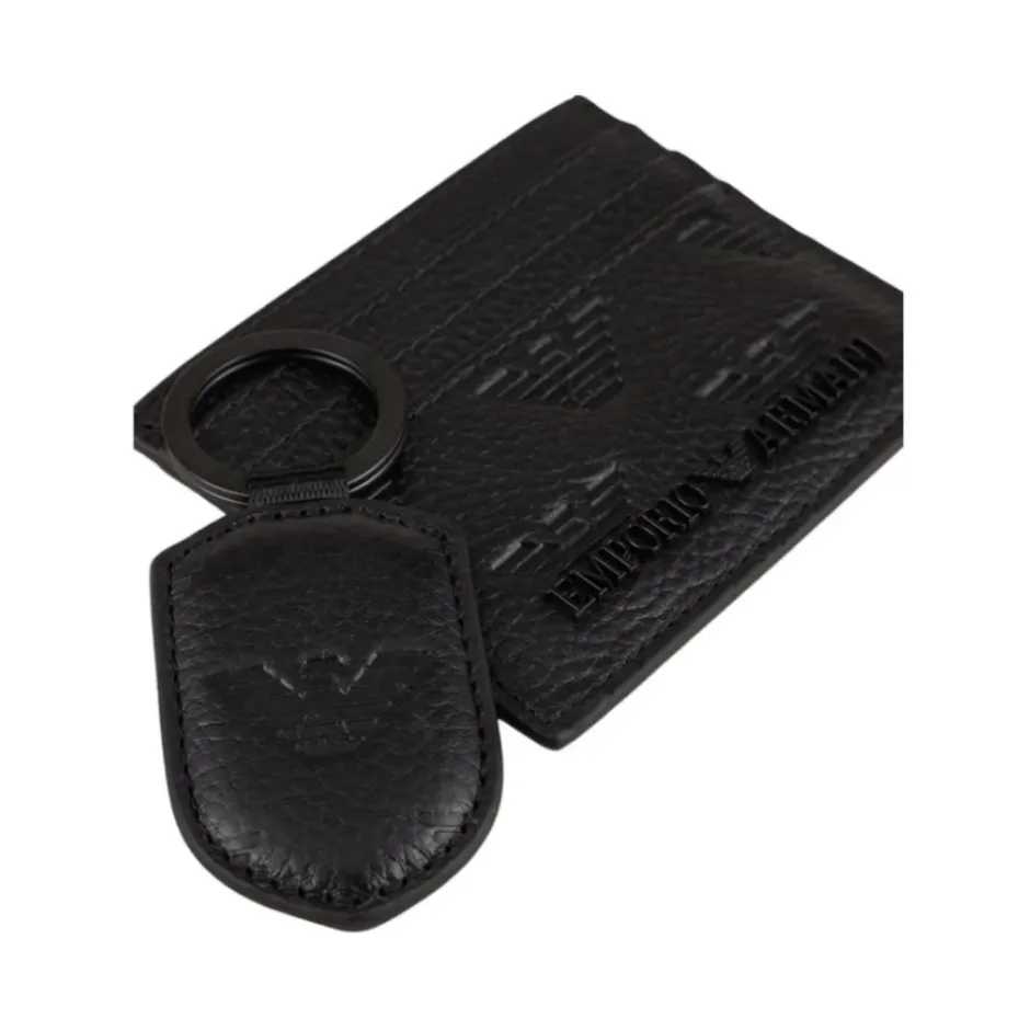 Outlet Embossed Eagle Læder Kortholder og Nøglering Sæt Punge & Kortholder