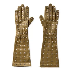 Hot Embossed Logo Studs Læderhandsker Dame Handsker