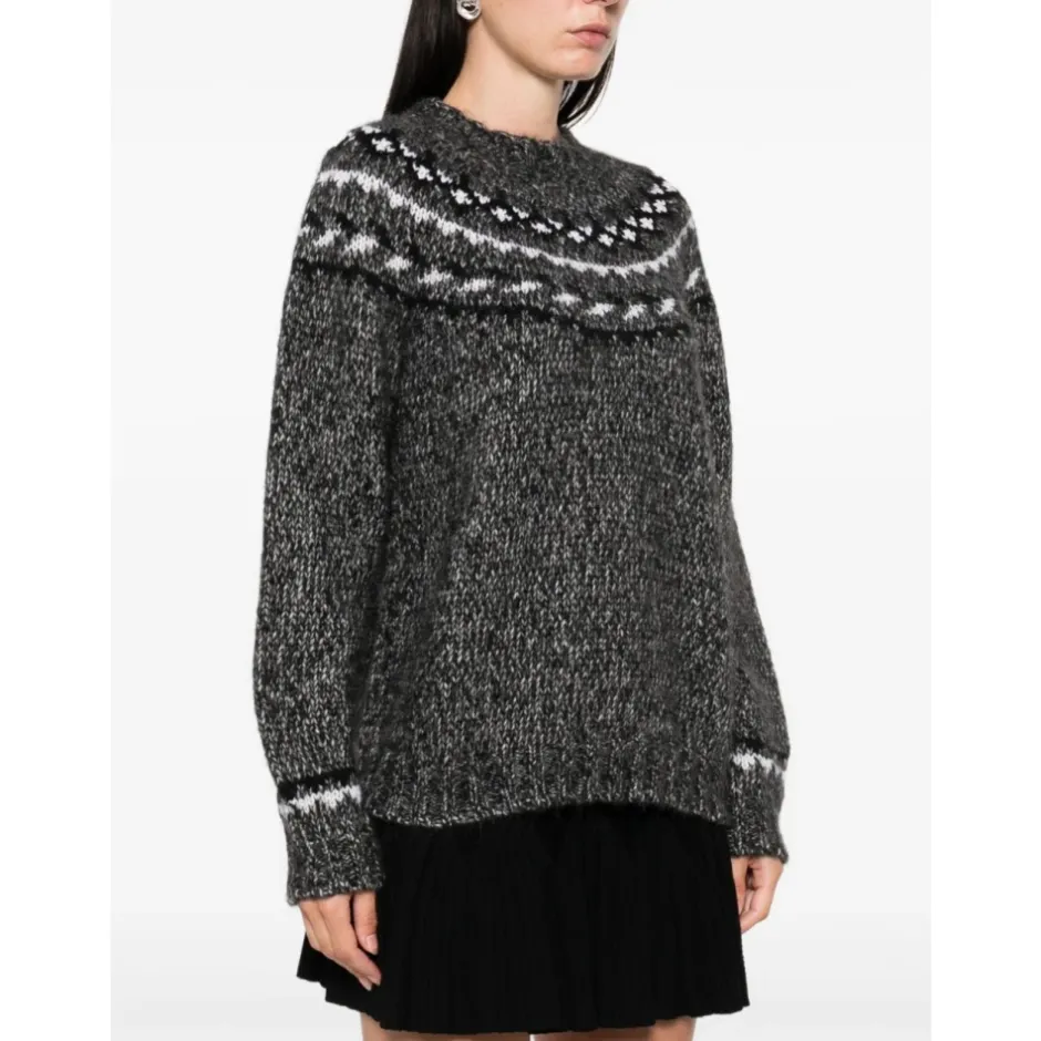 Sale Fair Isle Crew Neck Sweater Dame Striktrøjer & Sweatere