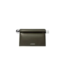 Sale Firkantet Rund Clutch Taske Mørk Khaki Dame Clutch