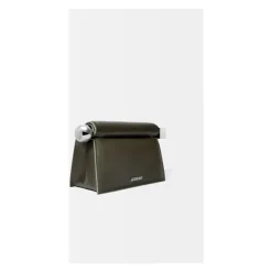 Sale Firkantet Rund Clutch Taske Mørk Khaki Dame Clutch