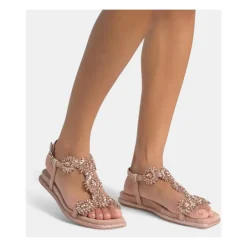 Flad sandal med rhinsten Dame Sandaler