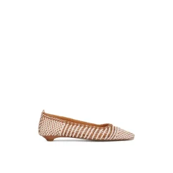 Clearance Flettede læderpumps med flad hæl Dame Ballerina Sko