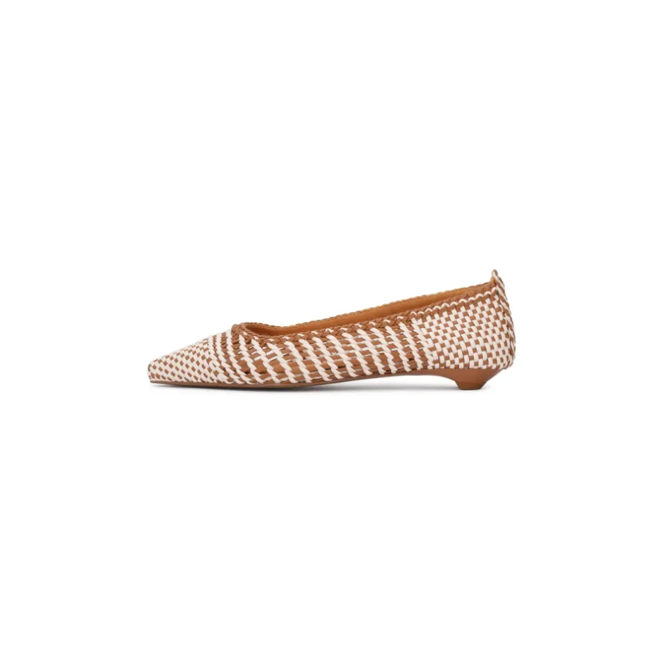 Clearance Flettede læderpumps med flad hæl Dame Ballerina Sko