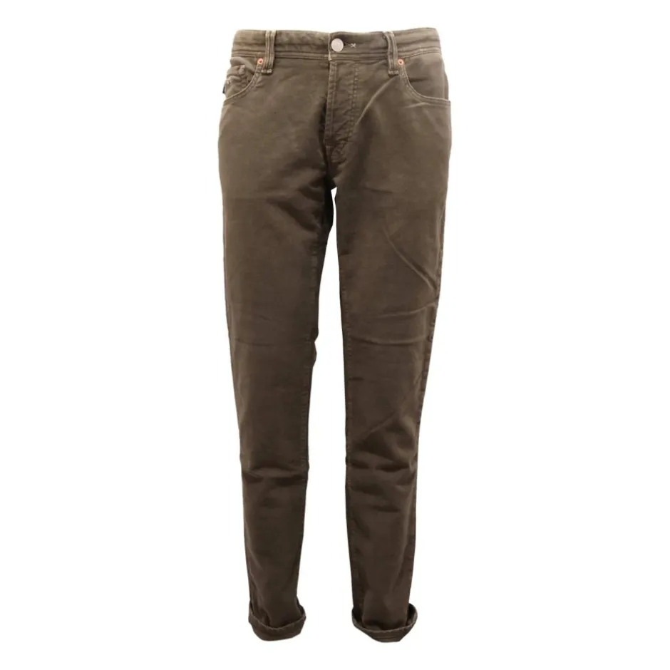 Online Fløjl Bukser Leonardo Knapper Militær Stil Jeans