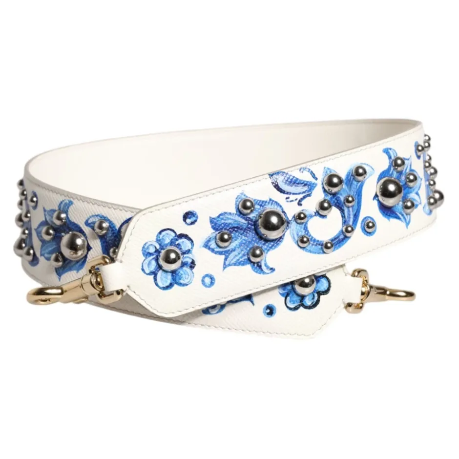 Clearance Floral Læder Skulderrem med Nitter Dame Tilbehør Til Tasker