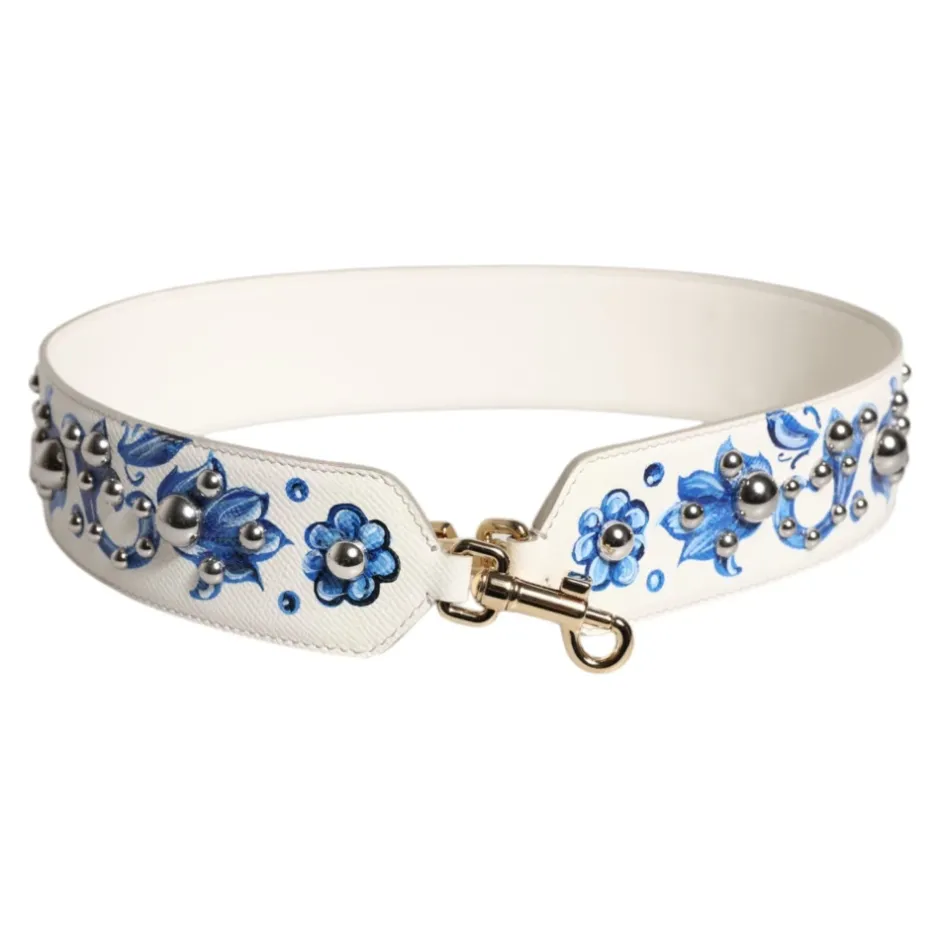 Clearance Floral Læder Skulderrem med Nitter Dame Tilbehør Til Tasker