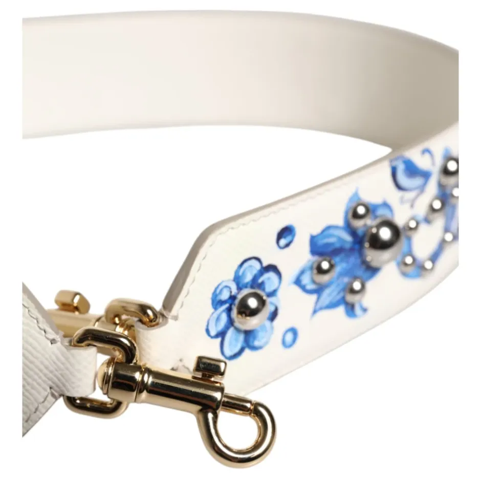 Clearance Floral Læder Skulderrem med Nitter Dame Tilbehør Til Tasker