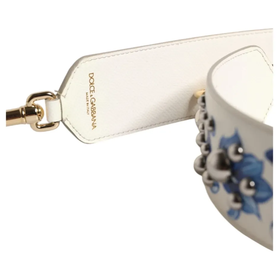 Clearance Floral Læder Skulderrem med Nitter Dame Tilbehør Til Tasker