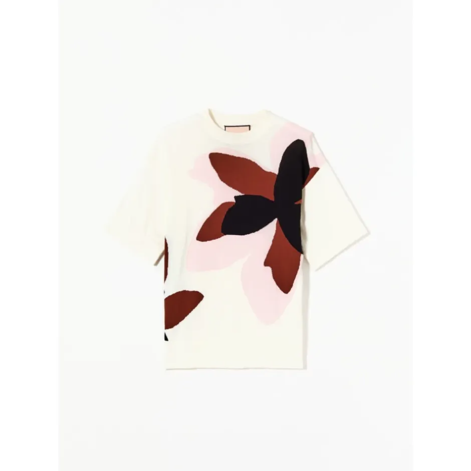 Outlet Flower Intarsia Sweater Dame Striktrøjer & Sweatere
