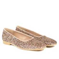 Best Funklende Glitter Ballerina - Multi Glitter / Sand Dame Ballerina Sko