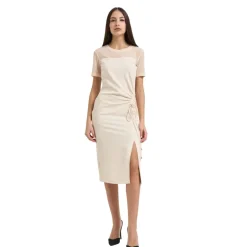 Online Gathered Split Dress Dame Kjoler