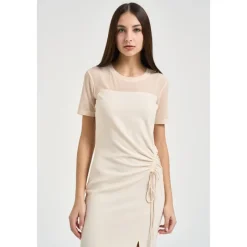Online Gathered Split Dress Dame Kjoler