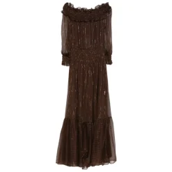 Discount Georgette Lang Kjole Med Lurex Detalje Dame Kjoler