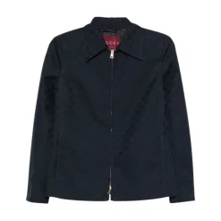Discount GG Cotton Gabardine Zip Jacket Dame Jakker