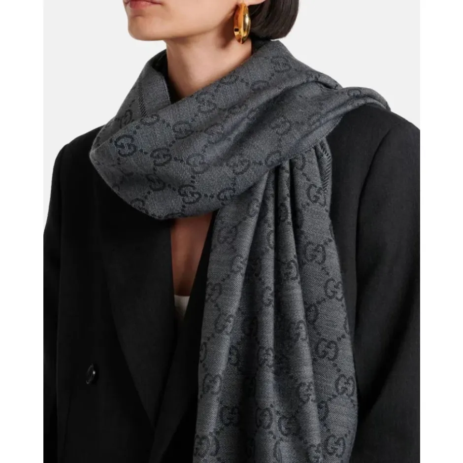 Best GG Jacquard Pattern Strikket Halstørklæde Dame Tørklæder