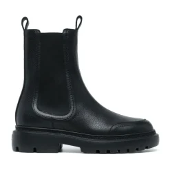 New Ginny Flade Læderstøvler med Bred Læg Dame Chelsea Boots