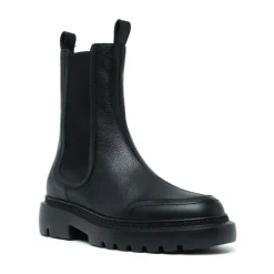 New Ginny Flade Læderstøvler med Bred Læg Dame Chelsea Boots