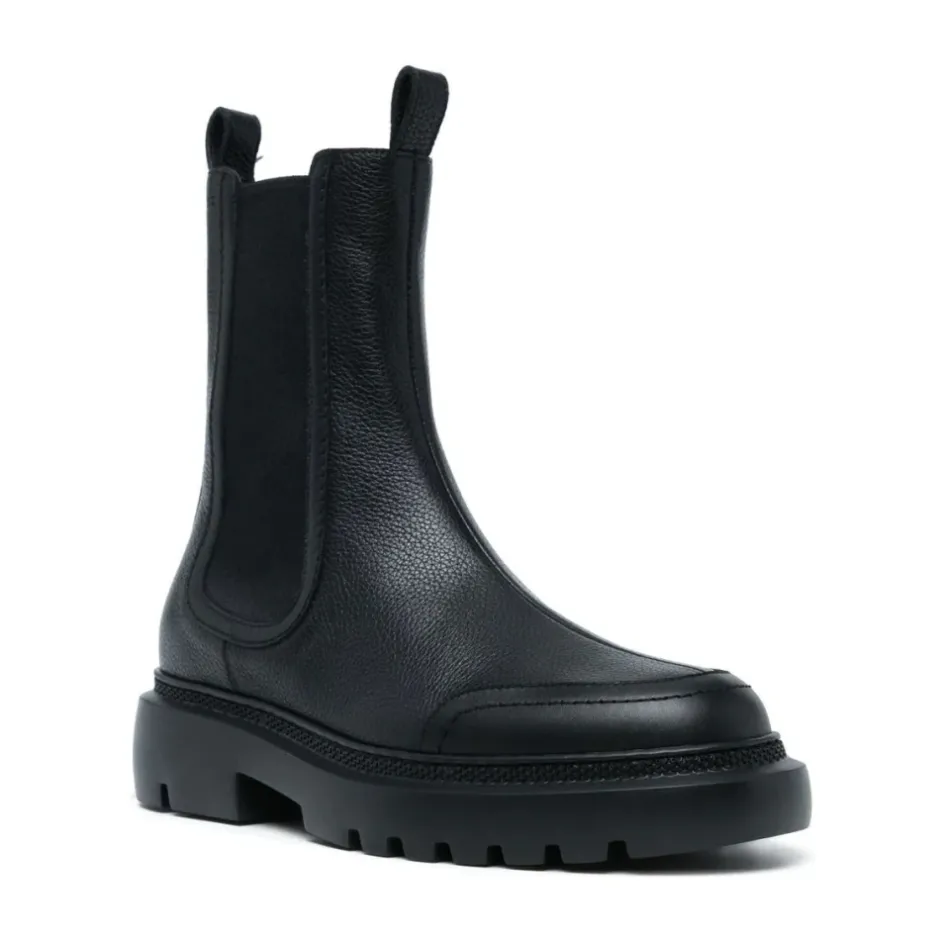 New Ginny Flade Læderstøvler med Bred Læg Dame Chelsea Boots