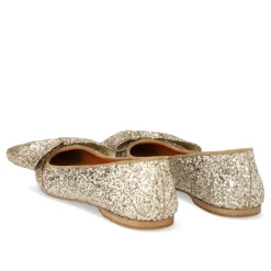 Clearance Glitter Ballerina med Sløjfe - Champagne Dame Ballerina Sko