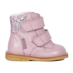 Outlet Glitter Velcro Start Støvle - Mauve Børn Støvler