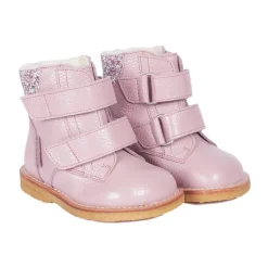 Outlet Glitter Velcro Start Støvle - Mauve Børn Støvler