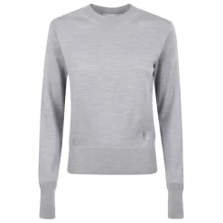 Outlet Crewneck Sweater med Ribbed Manchetter Dame Striktrøjer & Sweatere