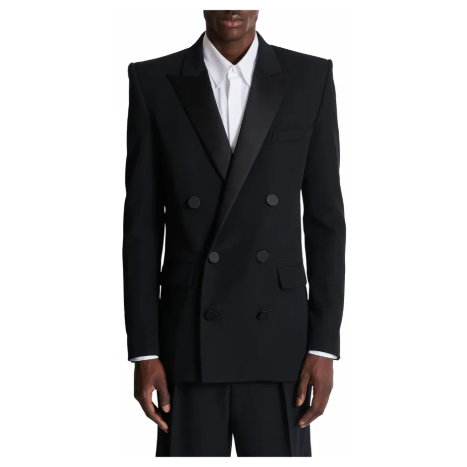 Hot Grain de poudre blazer med satin revers Jakkesæt