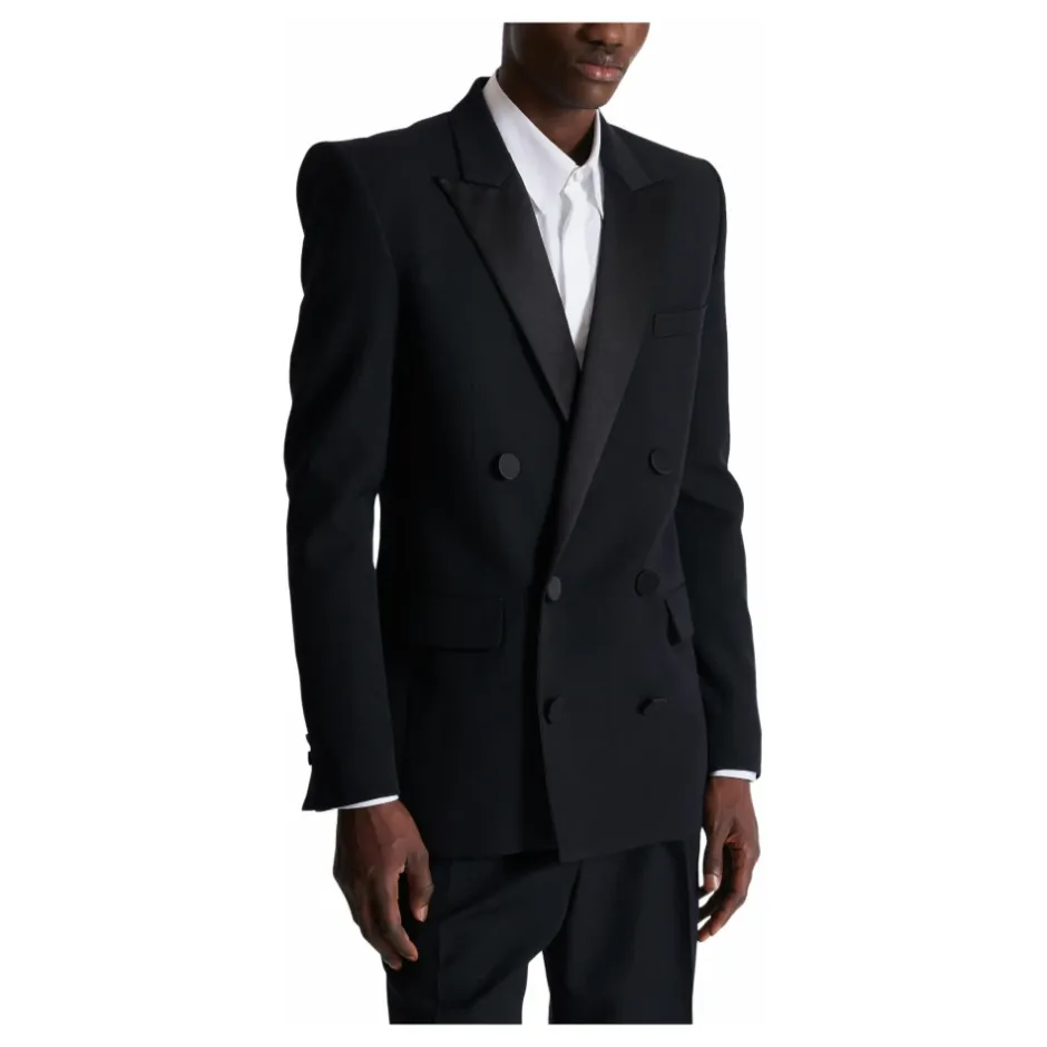 Hot Grain de poudre blazer med satin revers Jakkesæt