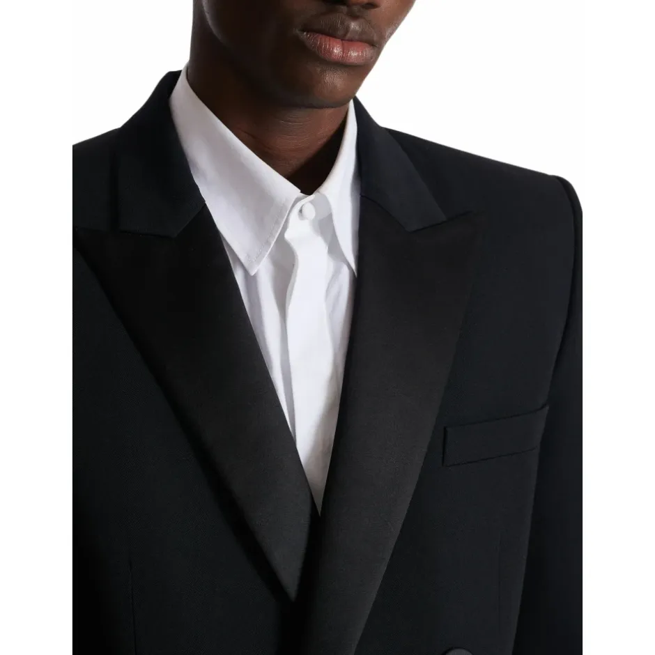 Hot Grain de poudre blazer med satin revers Jakkesæt