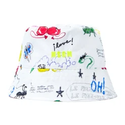 Graphic-Print Logo-Embroidered Cotton Bucket Hat Dame Huer, Kasketter & Hatte|Huer & Kasketter