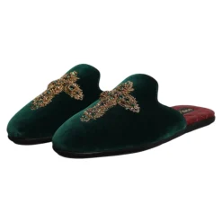 Velvet Cross Embellished Slippers Hjemmesko