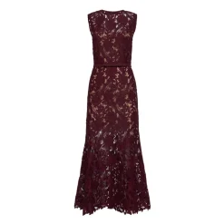 Hot Guipure Lace Belted Midi Dress Dame Kjoler