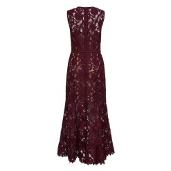 Hot Guipure Lace Belted Midi Dress Dame Kjoler