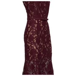 Hot Guipure Lace Belted Midi Dress Dame Kjoler