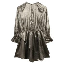 Best Gylden Metallic Kjole med Flæsedetaljer Børn Kjoler & Nederdele