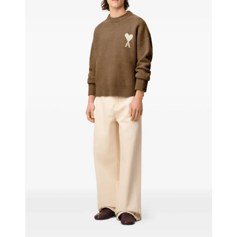 Hasselnød Crew Neck Sweater Strik