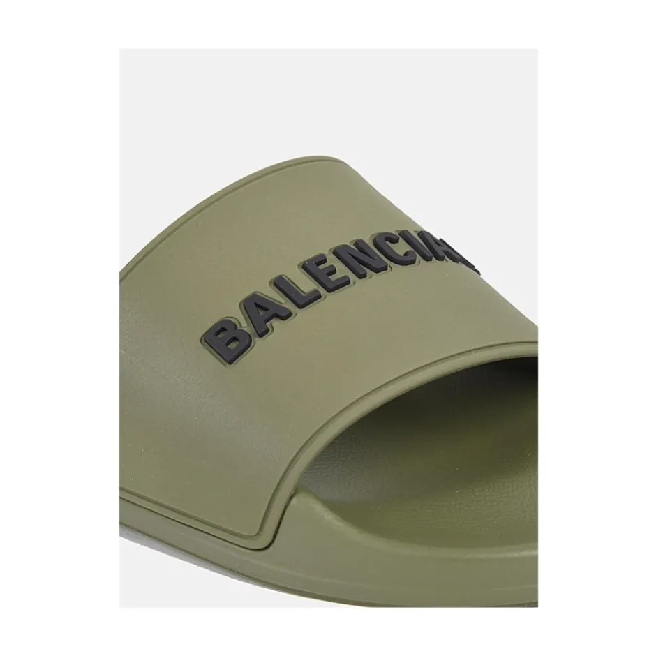 Clearance Herresandal i khaki med 3D-logo Sandaler