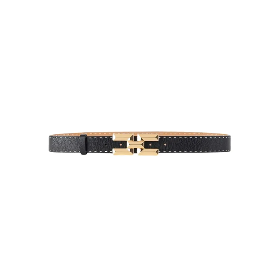 Online High Waist Bælte med Guld Logo Spænde Dame Bælter