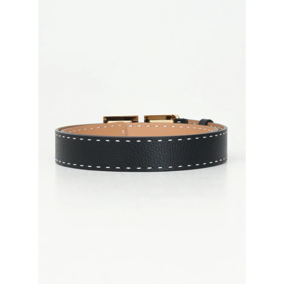 Online High Waist Bælte med Guld Logo Spænde Dame Bælter