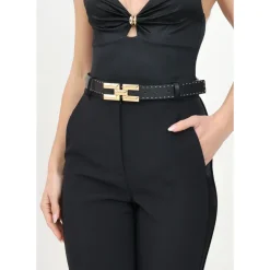 Online High Waist Bælte med Guld Logo Spænde Dame Bælter