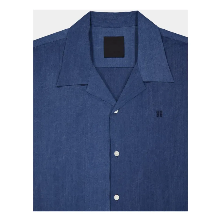 Outlet Himmel Chambray Skjorte med Hawaiikrave Skjorter