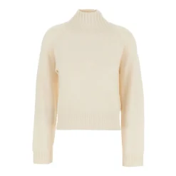 Sale Højhalset jumper med ribstrikket design Dame Striktrøjer & Sweatere