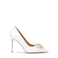 Outlet e læderpumps med glitrende blomst Dame Pumps|Stiletter
